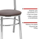 Ver imagem 7 de Conjunto 8 Cadeiras para Sala de Jantar Tradicional Cromado/Marrom