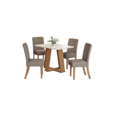 Mesa Jantar Lins 120 4 Cadeiras Malu Amendoa - Henn