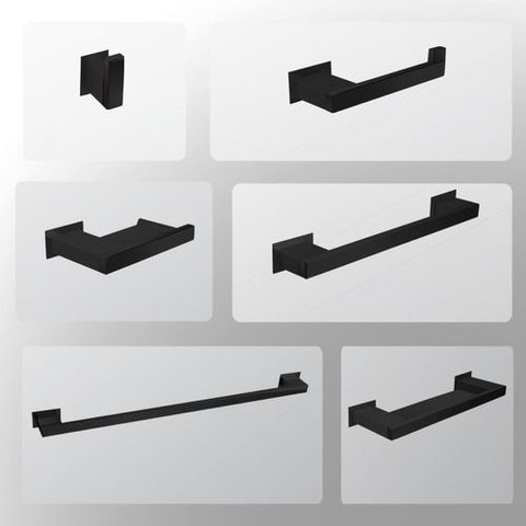 Kit Banheiro 6 Peças Inox Preto Fosco - Kromus KITRT6B