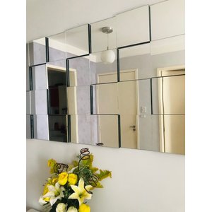 Espelhos de Vidro Decorativo 126x72cm Liverpool Montável para Sala Quarto Cozinha com Mdf
