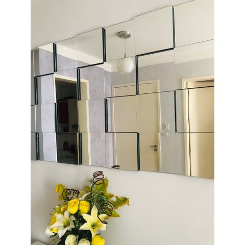 Espelhos de Vidro Decorativo 126x72cm Liverpool Montável para Sala Quarto Cozinha com Mdf