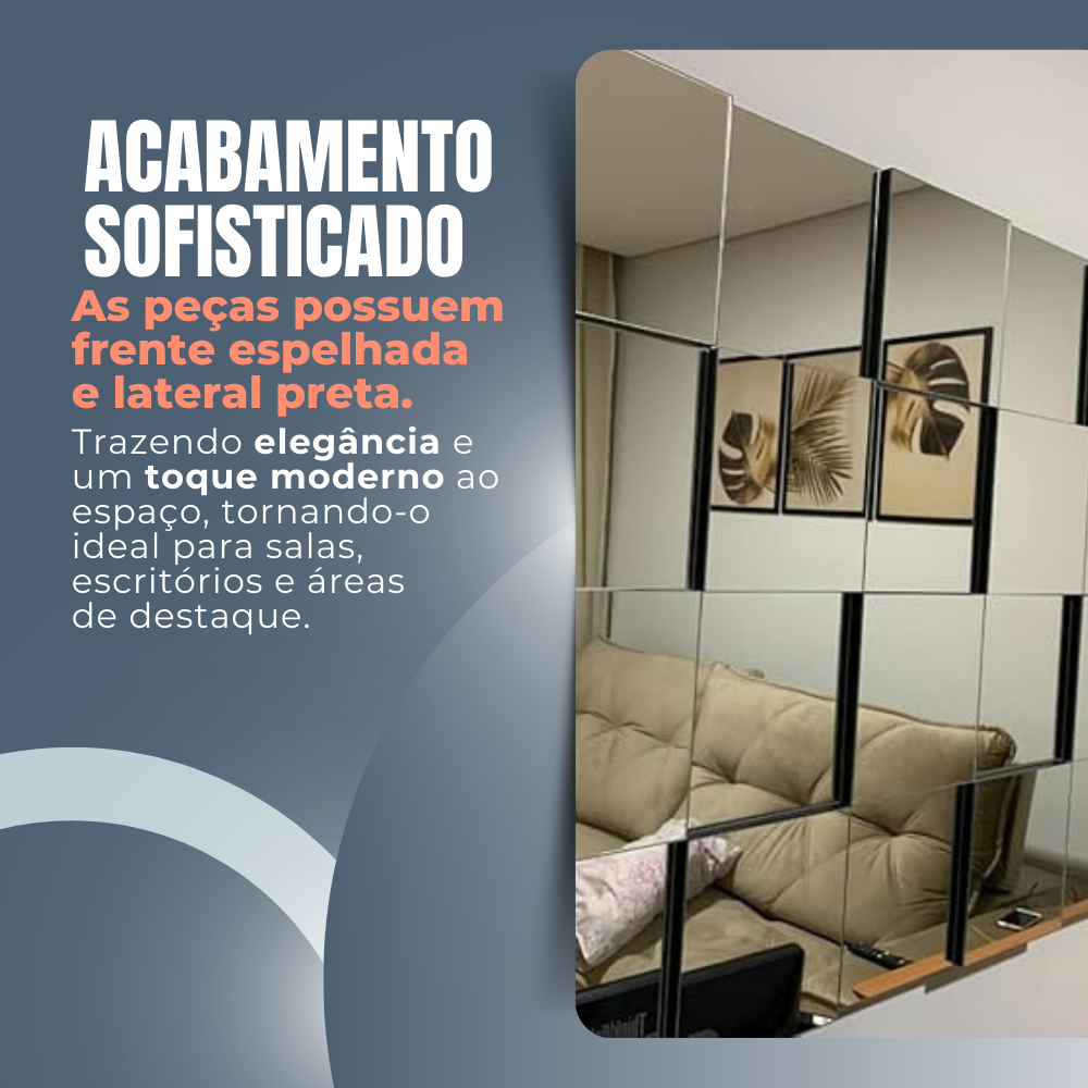 Espelhos de Vidro Decorativo 126x72cm Liverpool Montável para Sala Quarto Cozinha com Mdf - 7