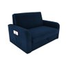 Sofá Cama Daiane 2 Lugares com Baú Suede Azul Matrix - 1