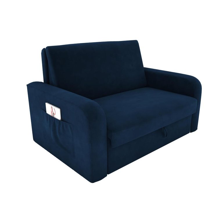 Sofá Cama Daiane 2 Lugares com Baú Suede Azul Matrix Sofá Cama Daiane 2 Lugares com Baú Suede Azul Matrix