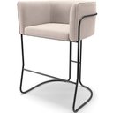 Ver imagem 1 de Banqueta Decorativa Fixa Baixa Base de Aço Preto Betina D02 Suede Bege C-309 - Lyam Decor