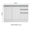 Ver imagem 4 de Balcão de Pia Armário de Cozinha 120 cm 2 Portas e 3 Gavetas (Com Tampo) Branco Glamy Madesa