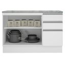 Ver imagem 5 de Balcão de Pia Armário de Cozinha 120 cm 2 Portas e 3 Gavetas (Com Tampo) Branco Glamy Madesa
