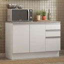 Ver imagem 3 de Balcão de Pia Armário de Cozinha 120 cm 2 Portas e 3 Gavetas (Com Tampo) Branco Glamy Madesa
