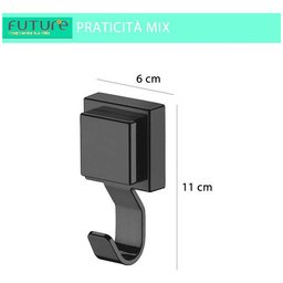 Cabide Gancho Multiuso Ventosa Banheiro Preto Fosco Future - 2