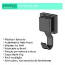 Ver imagem 3 de Cabide Gancho Multiuso Ventosa Banheiro Preto Fosco Future