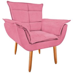 Poltrona Decorativa Opala Suede Rosa Luxo para Leitura - 2