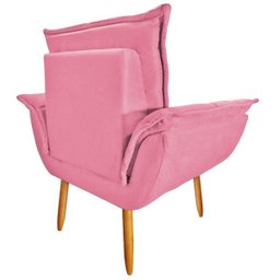Poltrona Decorativa Opala Suede Rosa Luxo para Leitura - 4