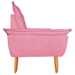 Poltrona Decorativa Opala Suede Rosa Luxo para Leitura - 3
