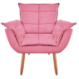 Poltrona Decorativa Opala Suede Rosa Luxo para Leitura - 1
