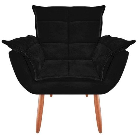 Poltrona Decorativa Opala Suede Preto Luxo para Leitura