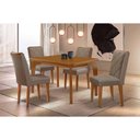 Ver imagem 1 de Conjunto: Mesa Sala Jantar Londrina Curvo 120cm + 4 Cadeiras Pietá Naturale - Linho Bege Rufato