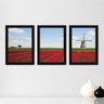 Kit Com 3 Quadros - Campo Moinho Paisagem - 050kq02p - 2