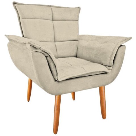 Poltrona Opala Luxo Suede Bege para Leitura