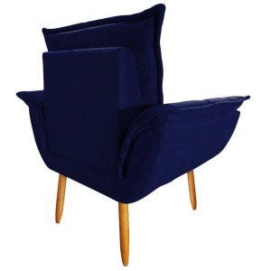 Poltrona Opala Luxo Suede Azul Marinho para Leitura