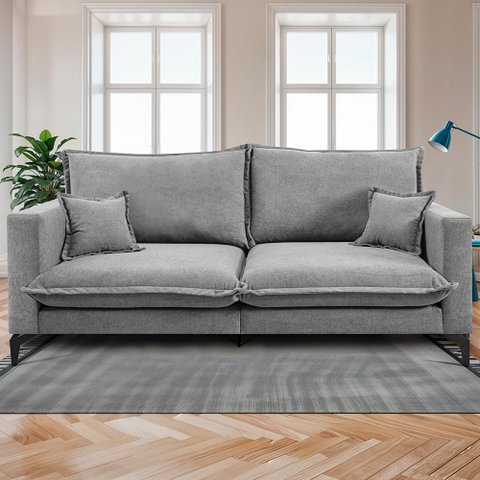 Sofá 2 Lugares Modular Boma 1,70m Boucle Cinza Claro Sofá Inbox