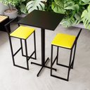 Ver imagem 1 de Conjunto Mesa Alta Bar Bistrô Quadrada Preta 2 Banquetas Confort Estofado Black Don Castro