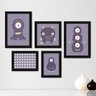 Kit Com 5 Quadros Decorativos - Monstrinhos - Infantil - Bebê - Baby - Quarto - 301kq01p - 2