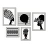Kit Com 5 Quadros Decorativos - Africanas - África - 193kq01b - 1