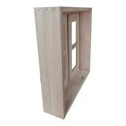 Janela Vitro de Madeira P/ Banheiro Modelo Vidro Quadriculado 60x60 - 2