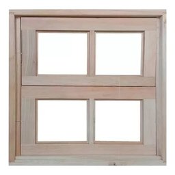 Janela Vitro de Madeira P/ Banheiro Modelo Vidro Quadriculado 60x60 - 3