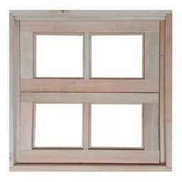 Janela Vitro de Madeira P/ Banheiro Modelo Vidro Quadriculado 60x60 - 1