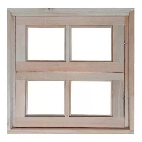 Janela Vitro de Madeira P/ Banheiro Modelo Vidro Quadriculado 60x60