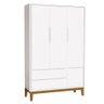Cômoda 6 Portas e Guarda Roupa Infantil 3 Portas New Classic Branco Acetinado com Pés Madeira - - 6