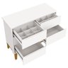 Cômoda 6 Portas e Guarda Roupa Infantil 3 Portas New Classic Branco Acetinado com Pés Madeira - - 4