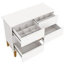 Ver imagem 4 de Cômoda 6 Portas e Guarda Roupa Infantil 3 Portas New Classic Branco Acetinado com Pés Madeira -