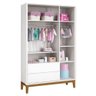 Cômoda 6 Portas e Guarda Roupa Infantil 3 Portas New Classic Branco Acetinado com Pés Madeira - - 5