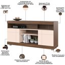 Ver imagem 4 de Rack para Sala com Painel para TV 55 pol Raya C04 Nogueira Real Off White - Lyam Decor