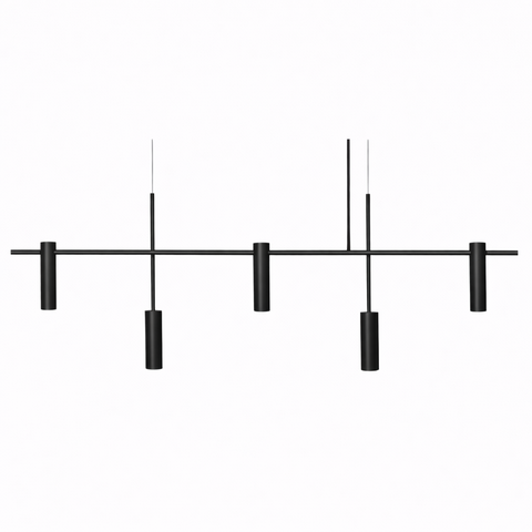 Pendente Lux Aluminio Teto Gu10 5 Luzes Lumini Lab - Preto Fosco