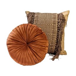 2 Almofadas Redondas Rendy em Veludo Várias Cores Cor:terracota - 3