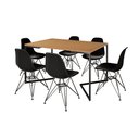 Ver imagem 2 de Mesa Industrial Jantar Retangular 137x90cm Canela Base V com 6 Cadeiras Eames Eiffel Pretas Ferro Pr