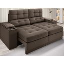 Ver imagem 2 de Sofá com Porta Copos e Carregador Usb Eureka 1,70m Assento Retrátil e Reclinável Velosuede