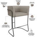 Ver imagem 4 de Banqueta Decorativa Fixa Baixa Base de Aço Preto Betina D02 Linho Bege D-463 - Lyam Decor