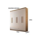Ver imagem 4 de Guarda-Roupa Casal 6 Portas 2 Gavetas MDF Dinamarca Marrom/Imbuia/Off White