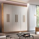 Ver imagem 1 de Guarda-Roupa Casal 6 Portas 2 Gavetas MDF Dinamarca Marrom/Imbuia/Off White