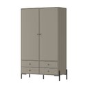 Ver imagem 4 de Guarda-Roupa 2 Portas 4 Gavetas 100% MDF 124x200x52cm Solteiro Taupe
