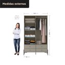 Ver imagem 2 de Guarda-Roupa 2 Portas 4 Gavetas 100% MDF 124x200x52cm Solteiro Taupe