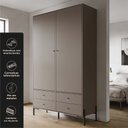 Ver imagem 3 de Guarda-Roupa 2 Portas 4 Gavetas 100% MDF 124x200x52cm Solteiro Taupe