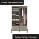 Ver imagem 5 de Guarda-Roupa 2 Portas 4 Gavetas 100% MDF 124x200x52cm Solteiro Taupe