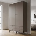 Ver imagem 1 de Guarda-Roupa 2 Portas 4 Gavetas 100% MDF 124x200x52cm Solteiro Taupe