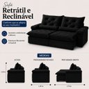 Ver imagem 3 de Sofá Veneza Retrátil Reclinável 240m - Preto