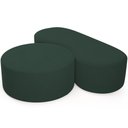 Ver imagem 1 de Kit Puff Redondo Lola e Puff Recamier Orgânico Orbit W01 Linho Verde Musgo - Lyam Decor